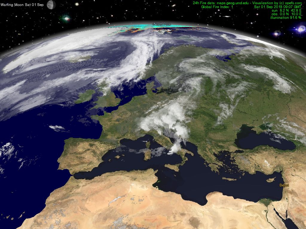 Latest live satelite image of earth day or night
